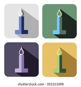 Vector icon. Set of colorful icons of candles, isolated on the white background