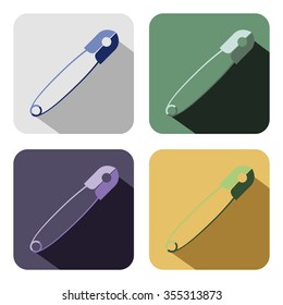 Vector icon. Set of colorful icons of pins, isolated on the white background
