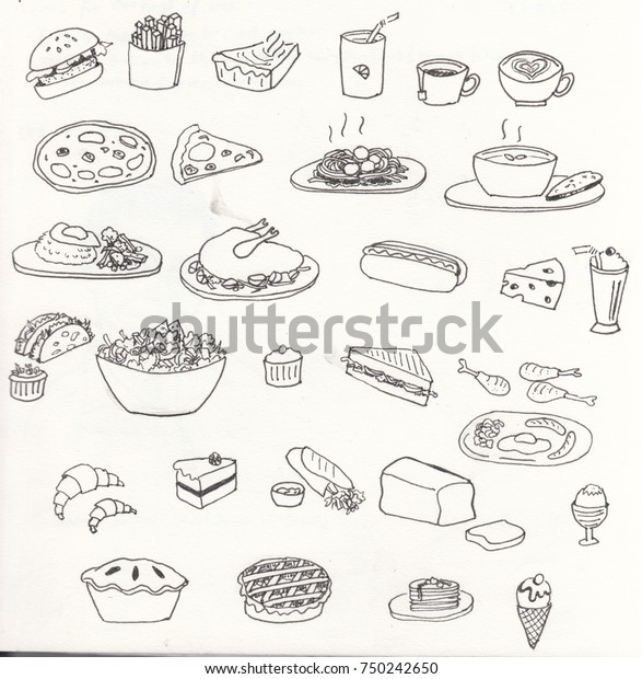 Vector Icon Set Common Fast Food Stock Vector Royalty Free 750242650