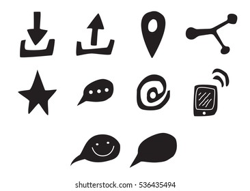 Vector icon set for communication on white background