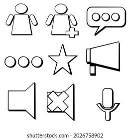 vector of icon set with communication online,illustration of communication design,flat design,vector icon such as chat microphone favorite star speaker