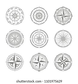 vector icon set with compass rose for your design