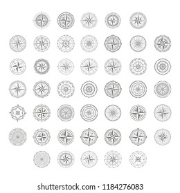 vector icon set with compass rose for your design