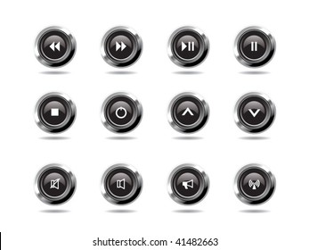 vector icon set consisting of sound/music buttons