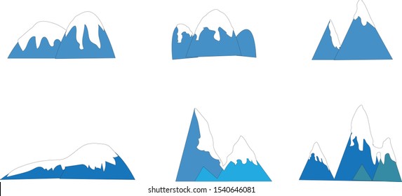 Vector icon set consisting of tree houses and various icons Snowy elements on winter background. Vector template in cartoon style for your design. Snowfall.