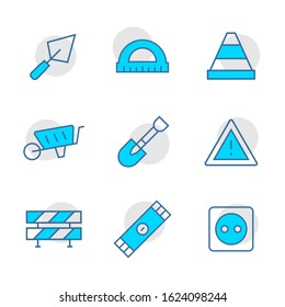 Vector icon set of construction,repair in line style.