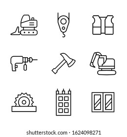 Vector icon set of construction,repair in line style.