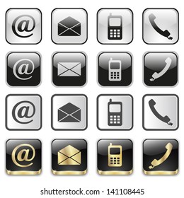Vector icon set. Contact buttons