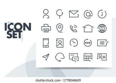 Vector icon set. Contact, internet, communication, information symbols.