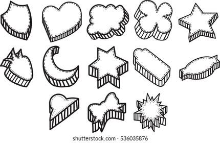 Vector icon set for cookies in different shapes in white background