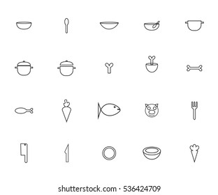 Vektorsymbol-Set zum Kochen auf weißem Hintergrund