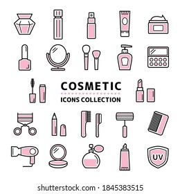 Vector icon set of cosmetics.