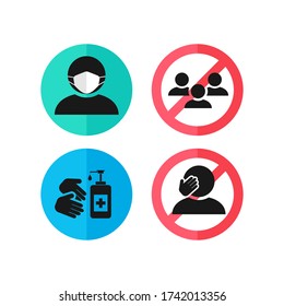 Vector icon set for Covid-19