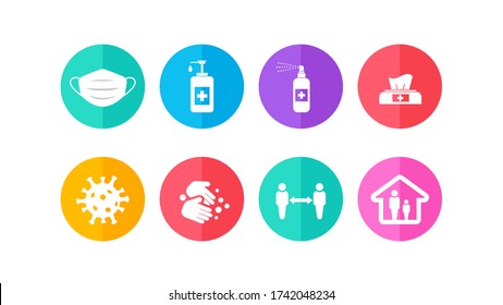 Vector icon set for Covid-19