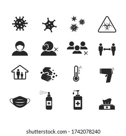 Vector icon set for Covid-19