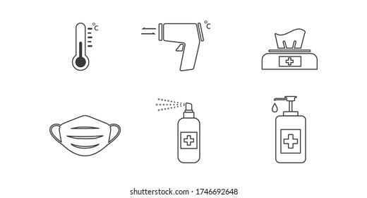 Vector icon set for Covid-19