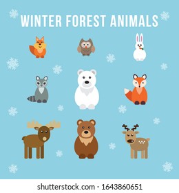 Vector icon set of cute forest animals