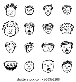 Vector icon set of dad faces