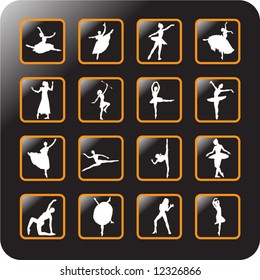 Vector Icon Set of Dancing Character