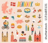 Vector icon set of Denmark