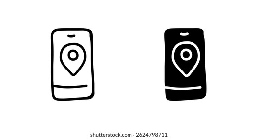 Vector icon set depicting GPS symbols, ideal for navigation and technology designs.