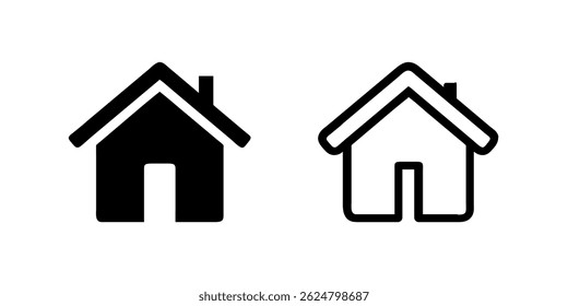Vektorsymbol-Set, das Häuser darstellt, geeignet für Immobilien und Wohndesign.