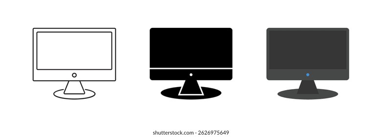 Vector icon set depicting monitors, ideal for computer and display designs.
