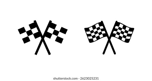 Conjunto de iconos de Vector que representa banderas de carreras, perfecto para deportes de motor y diseños de competición.