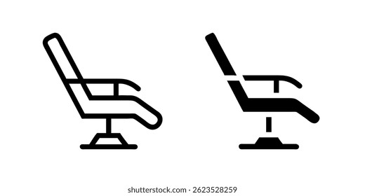Vector icon set depicting reclining chairs, perfect for furniture and relaxation designs.