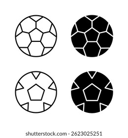 Vector icon set depicting soccer balls, ideal for sports and recreation designs.