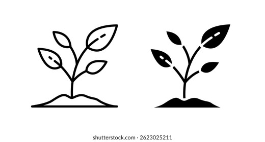 Conjunto de ícones vetoriais representando plantas de broto, perfeito para projetos de natureza e crescimento.