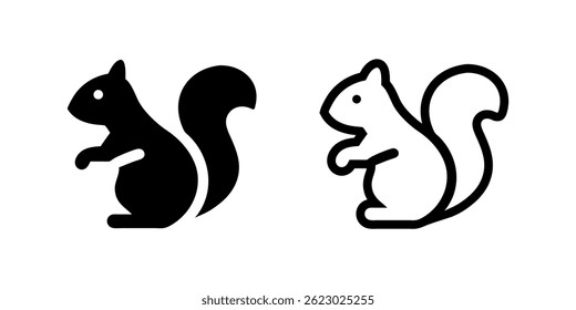 Vector icon set depicting squirrels, ideal for nature and wildlife designs.