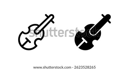 Vector icon set depicting violins, ideal for music and classical designs.