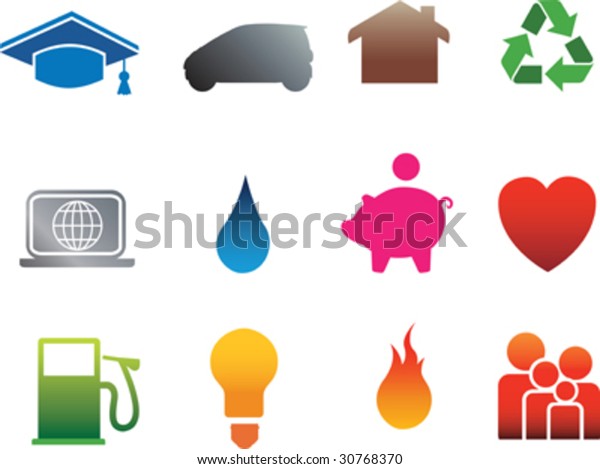 Vector icon set of detailed flat silhouette home
icons on white