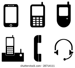 A vector icon set of devices used in communications.