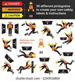 Vector icon set of different safety/danger/warning/caution pictograms. All objects and details are isolated, grouped and easy to customize.