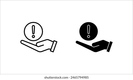 vector icon set of disclaimer symbol triangle, hand, circle with exclamation mark. vector illustration on white background.