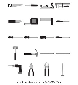 Vector icon set of diy tools against white background