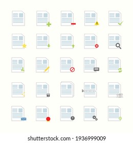 vector icon set document add remove  warning for table , presentation , e mail ,reward ,rating ,report 