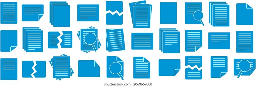vector icon set of document papers on white background