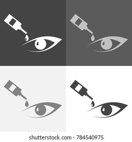 Vector icon set drops for eyes and eyes, logo on white-grey-black color