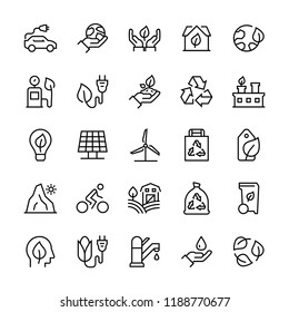 Ecology Icon Set Thin Line Style Stock Vector (Royalty Free) 1700862604