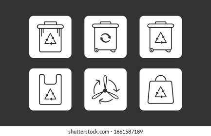 Vector icon set of Ecology minimal thin line web icon symbol pack. garbage outline icons collection. Simple bundle vector illustration