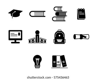 Icono de vector establecido para la educación sobre fondo blanco