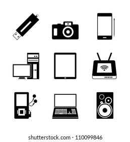 Vector icon set of electronic mobile devices