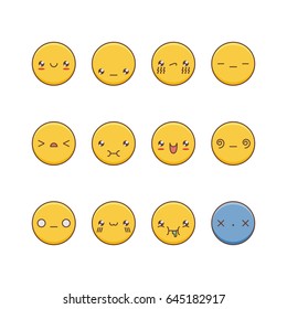 Vector icon set of emoticons. Set of Emoji. Isolated vector illustration on white background