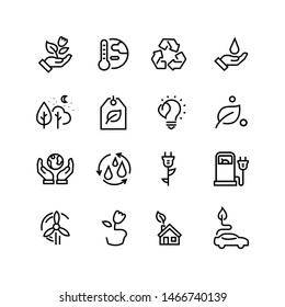 Vector icon set for Energy, Ecosystem, Ecology, Power, Technology, Saving the Earth