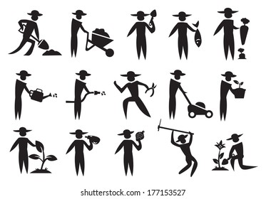 Vector Icon set of Farmers and Agricultural Activities