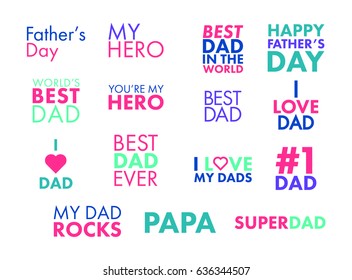 Vector icon set of fathers day text