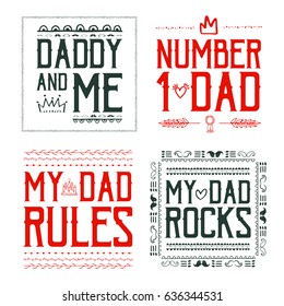 Vector icon set of fathers day greeting card